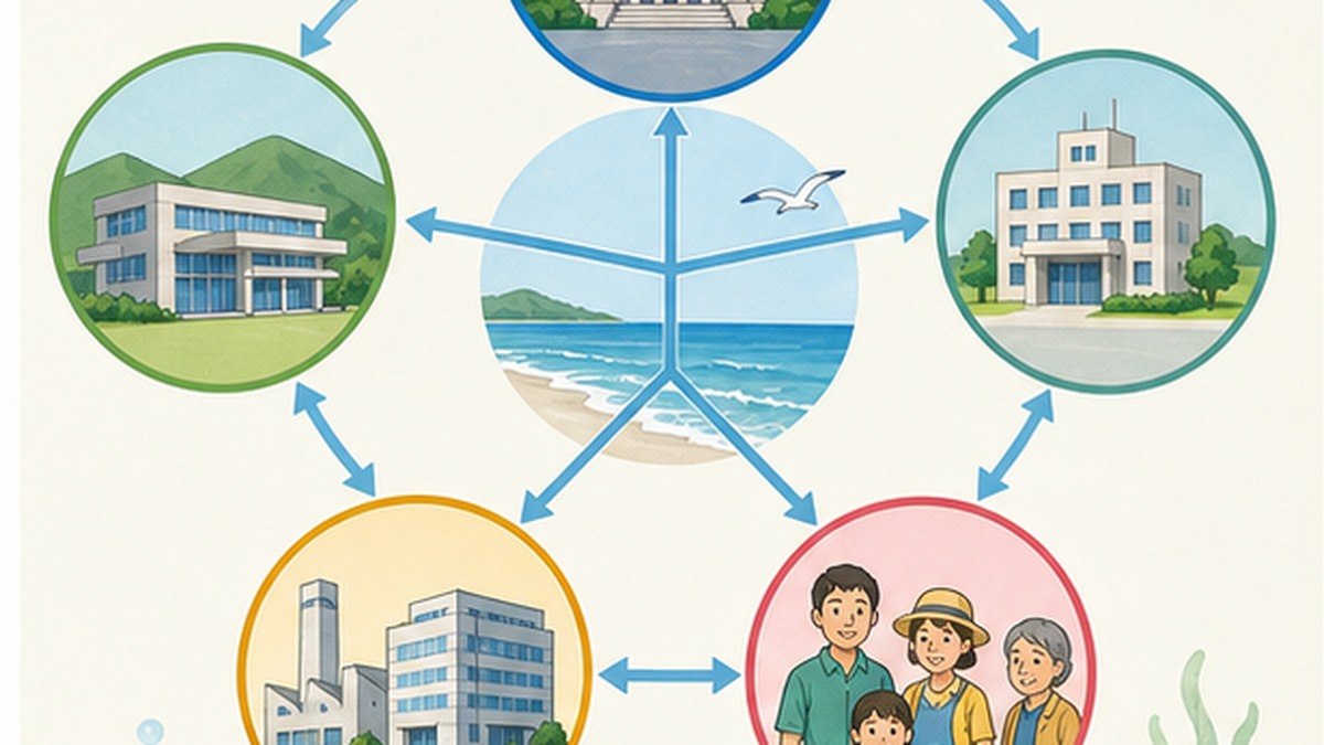 国・都道府県・市町村・事業者・市民の役割分担を階層的に示した図