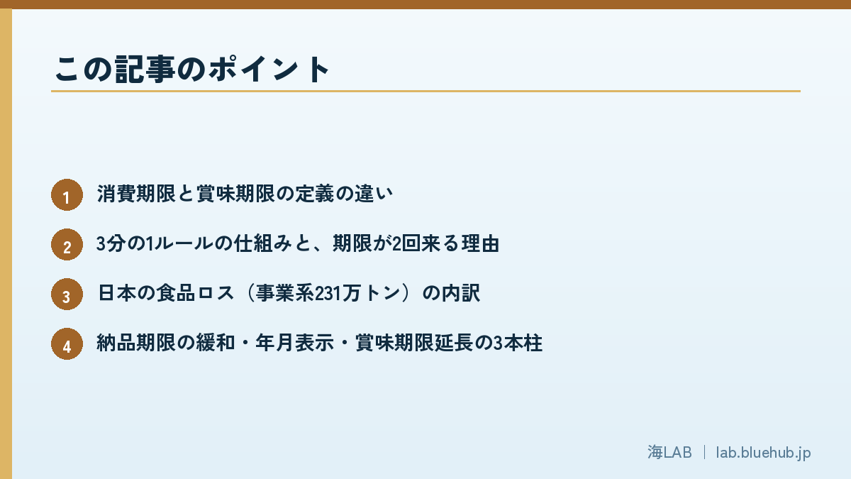 この記事のポイントを箇条書きでまとめた図版