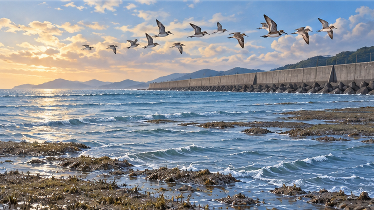海面上昇で水没していく干潟と渡り鳥