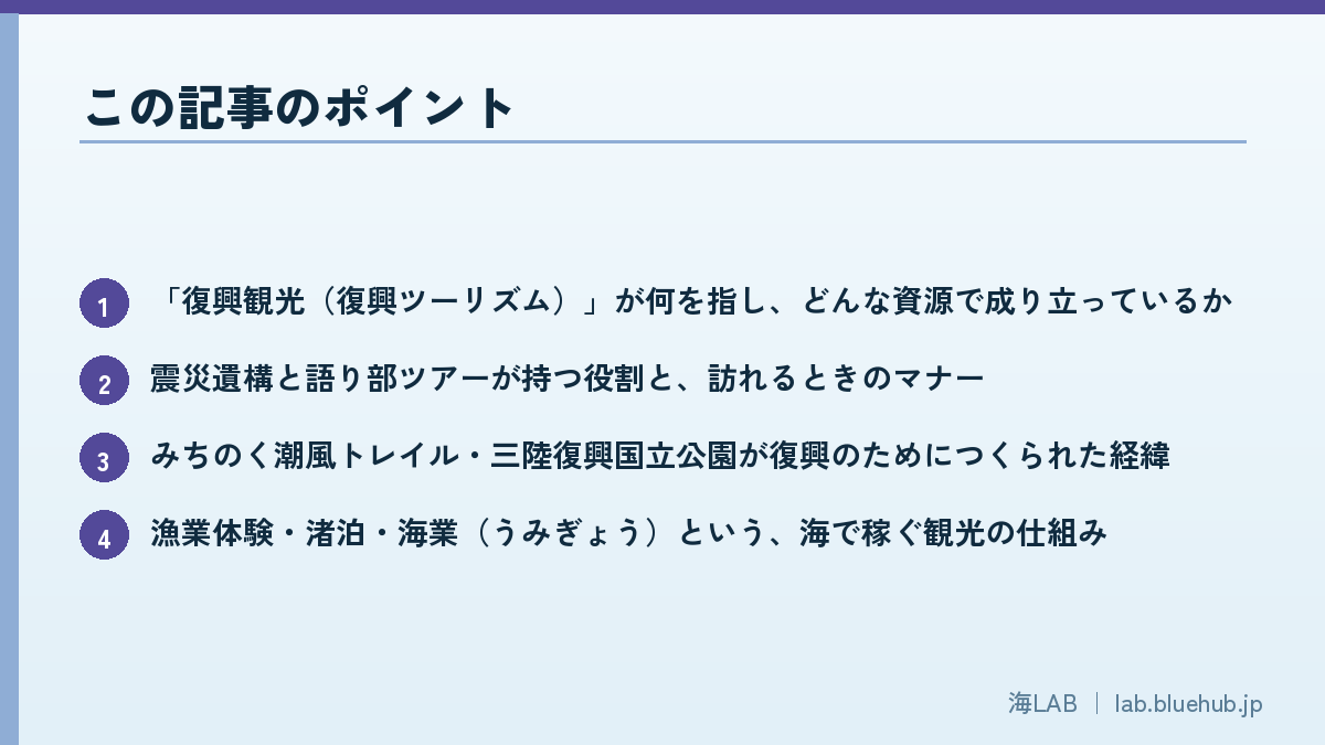 この記事のポイントを箇条書きでまとめた図版