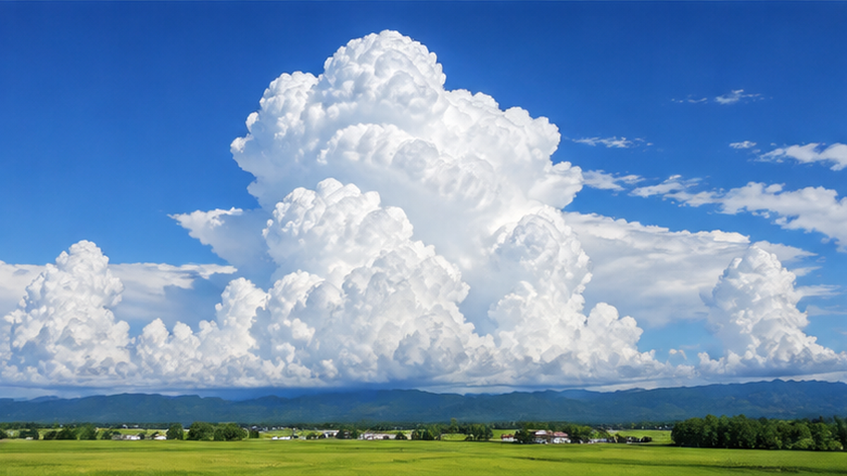 夏の空に大きく発達した積乱雲(入道雲)