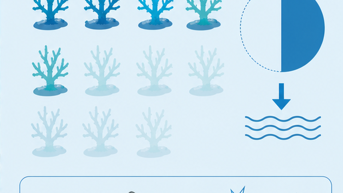 移植したサンゴのうち生き残るものと失われるものを示した生存率のイメージ図解