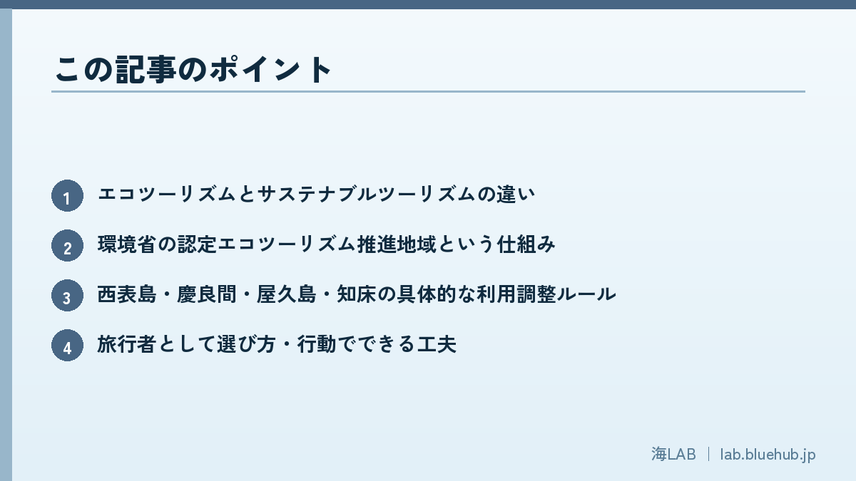 この記事のポイントを箇条書きでまとめた図版