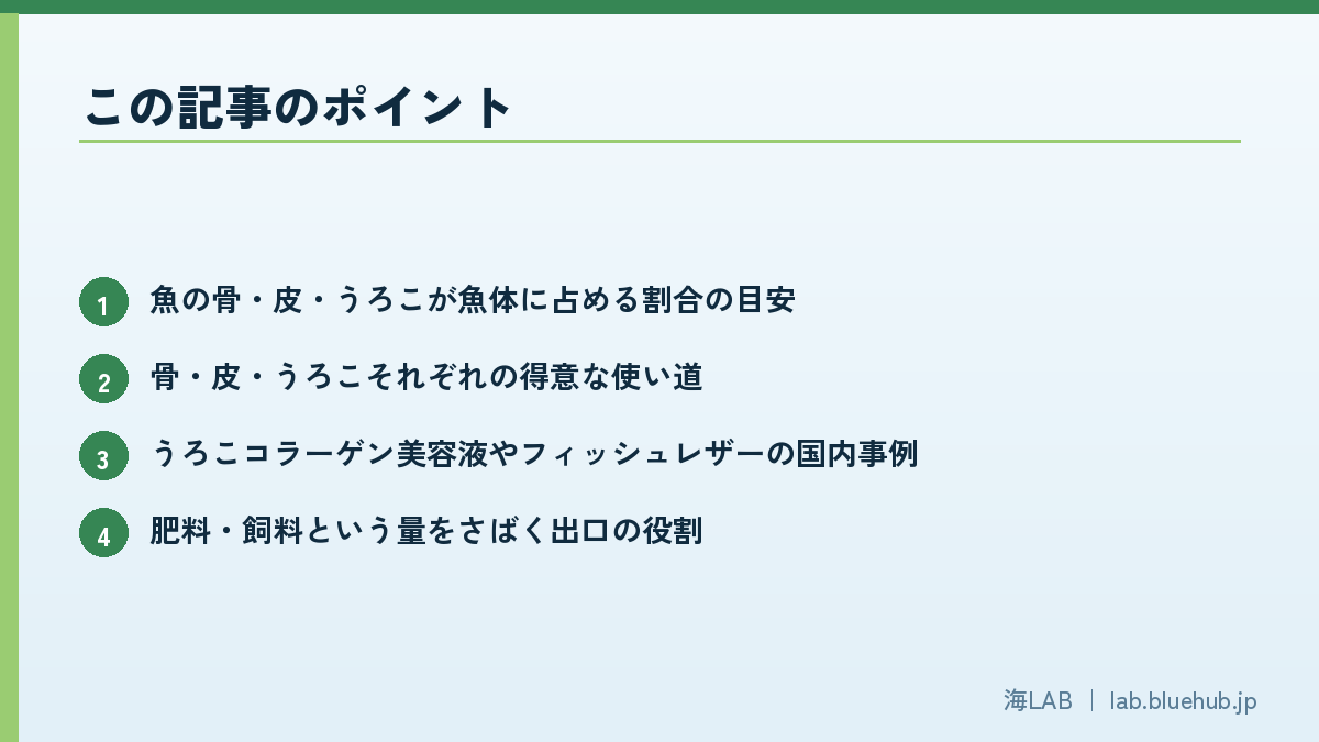 この記事のポイントを箇条書きでまとめた図版