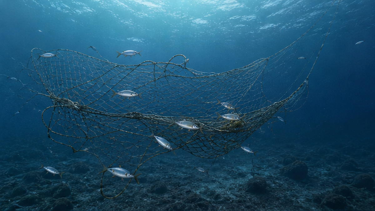 Image of ghost gear drifting underwater