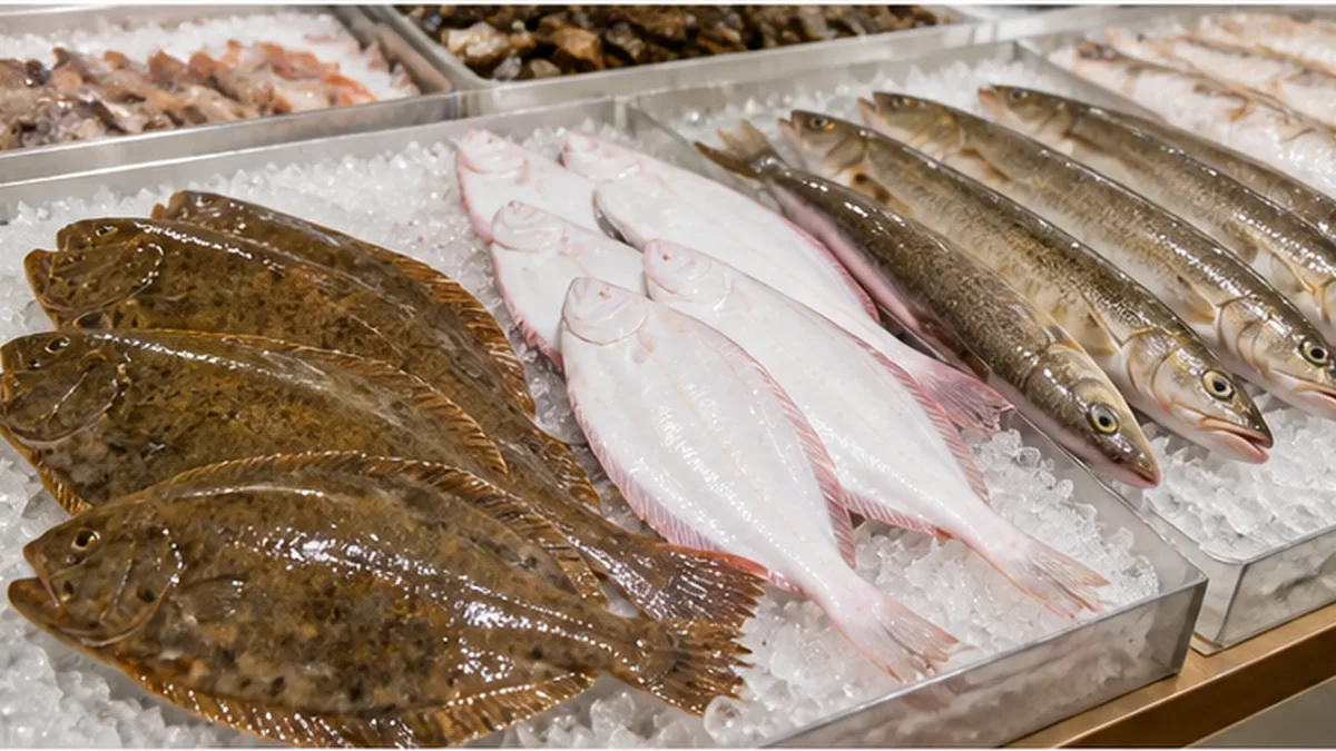 鮮魚売り場に並ぶ常磐もののヒラメやカレイのイメージ