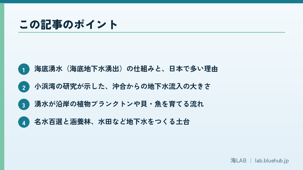 この記事のポイントを箇条書きでまとめた図版