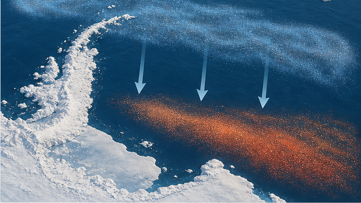 Schematic map showing the krill distribution shifting southward around the Antarctic Peninsula
