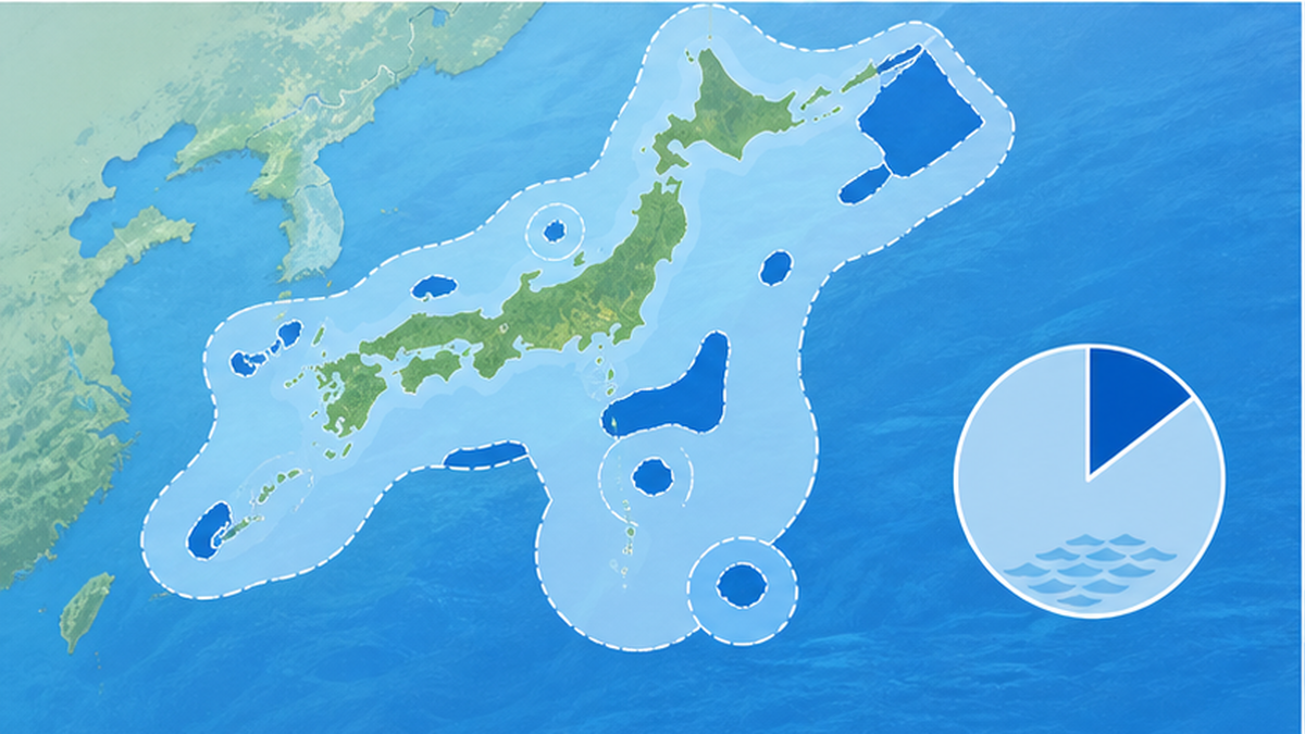 日本の管轄海域に占める海洋保護区13.3%の割合を示す円グラフ風のイメージ