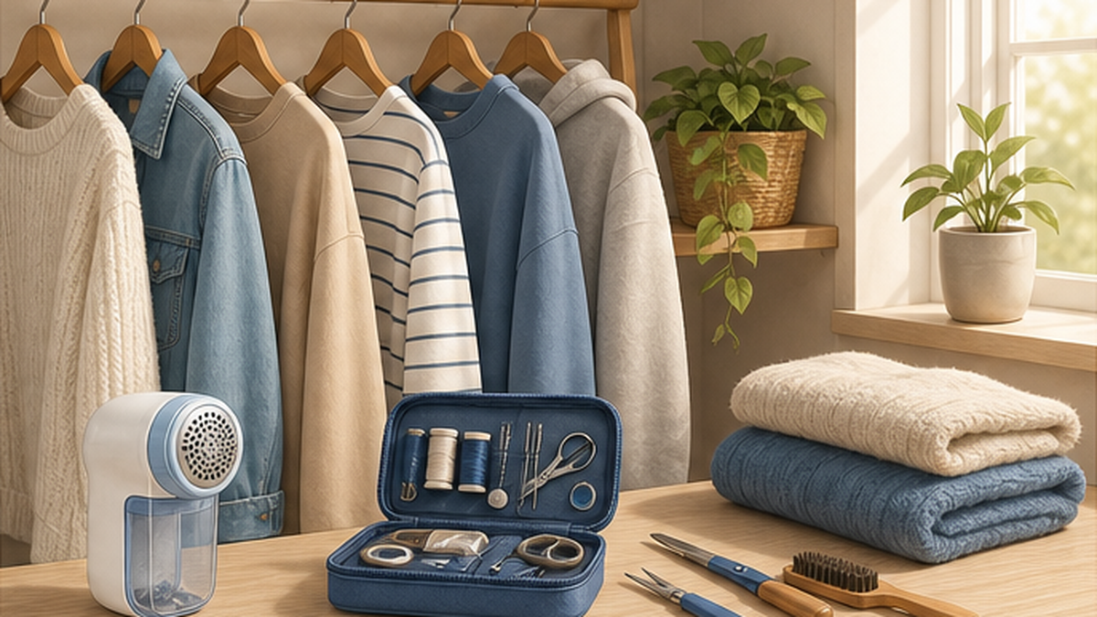 長く着られる服を選び手入れをするイメージ