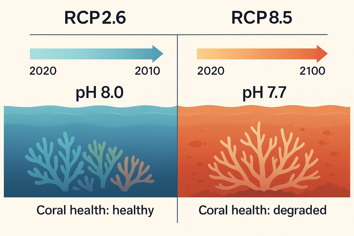 Wide graphic comparing climate scenarios from the IPCC Sixth Assessment Report