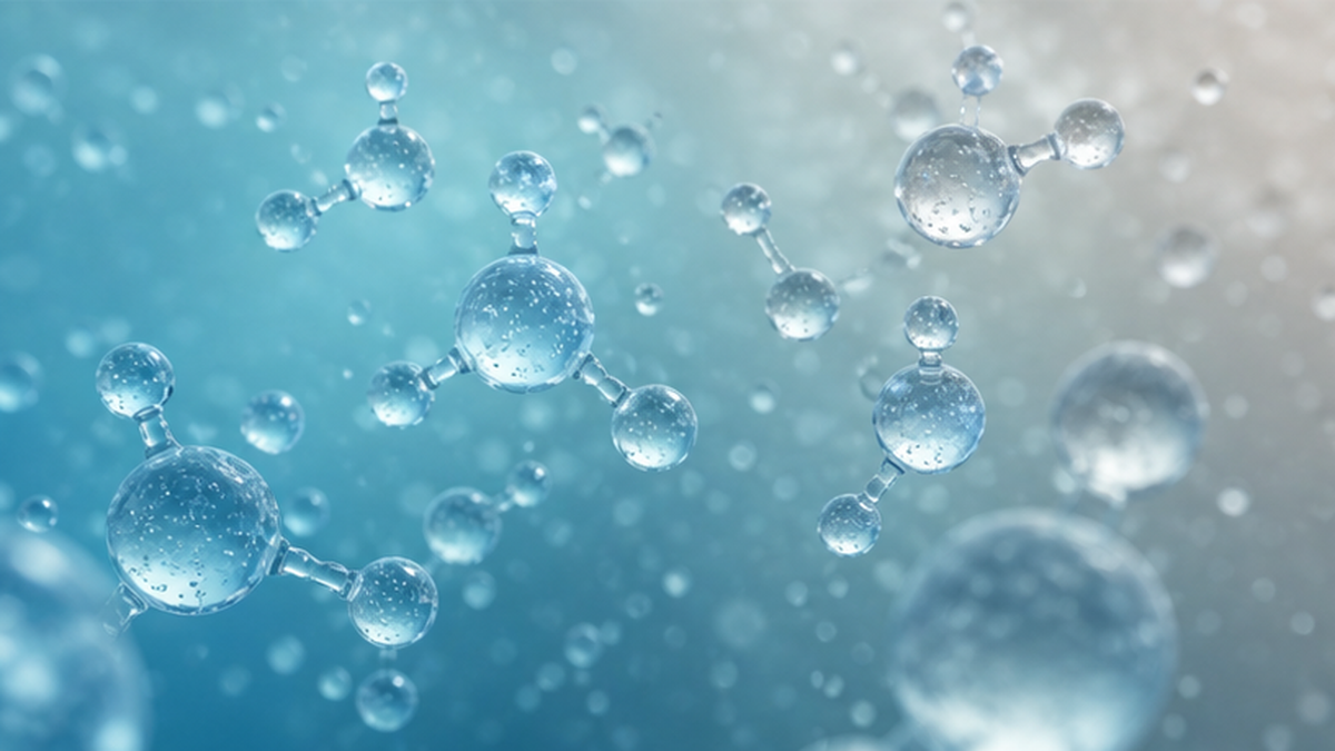 Conceptual image of dissolved CO2 forming carbonic acid and lowering seawater pH
