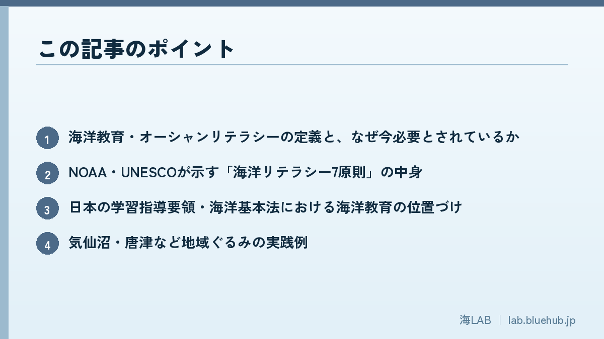 この記事のポイントを箇条書きでまとめた図版