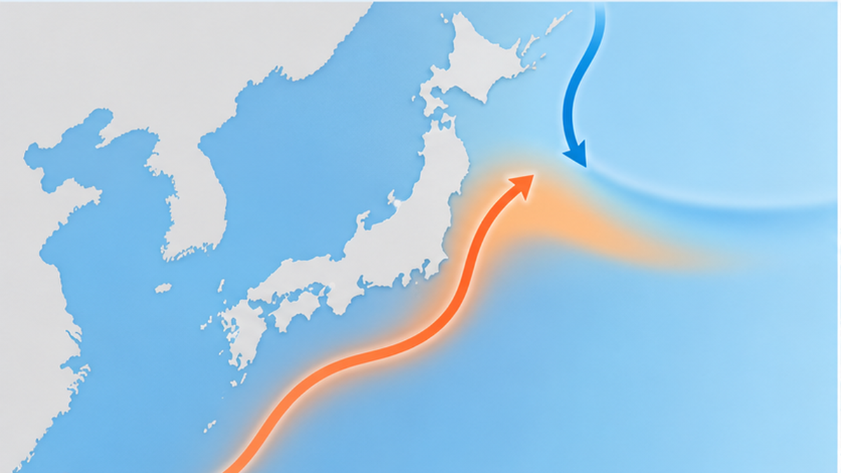 黒潮と親潮のせめぎ合いを示す日本周辺のフラットな海流図