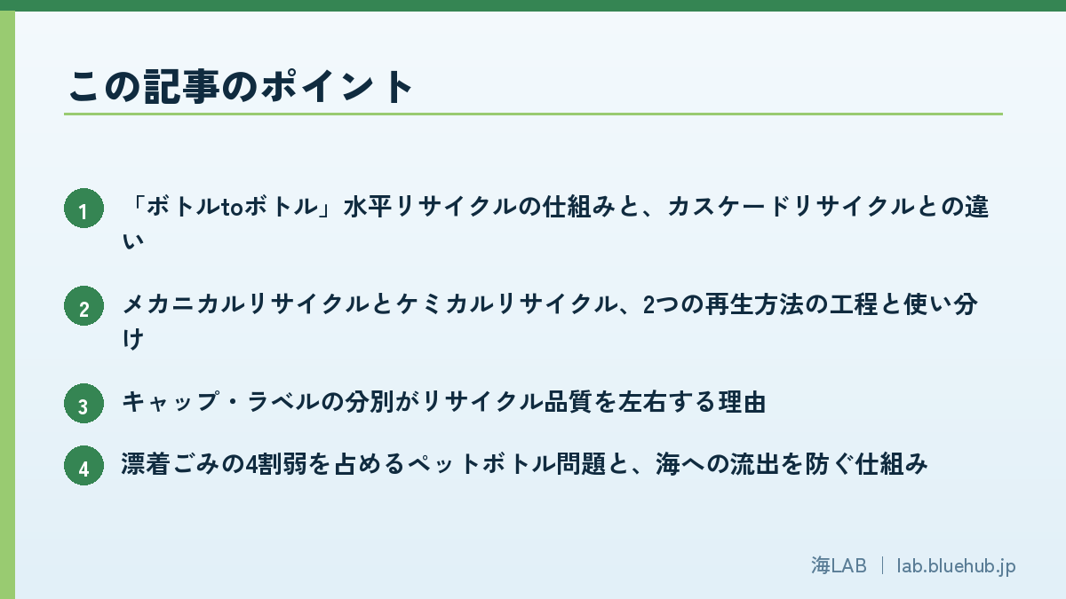 この記事のポイントを箇条書きでまとめた図版