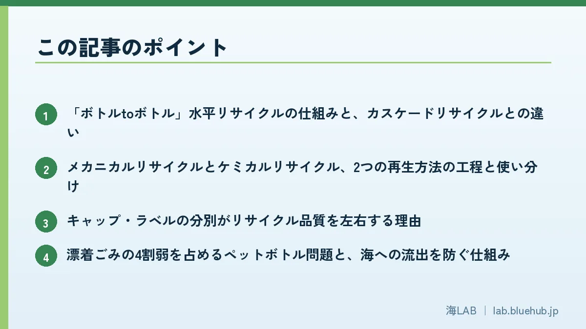 この記事のポイントを箇条書きでまとめた図版
