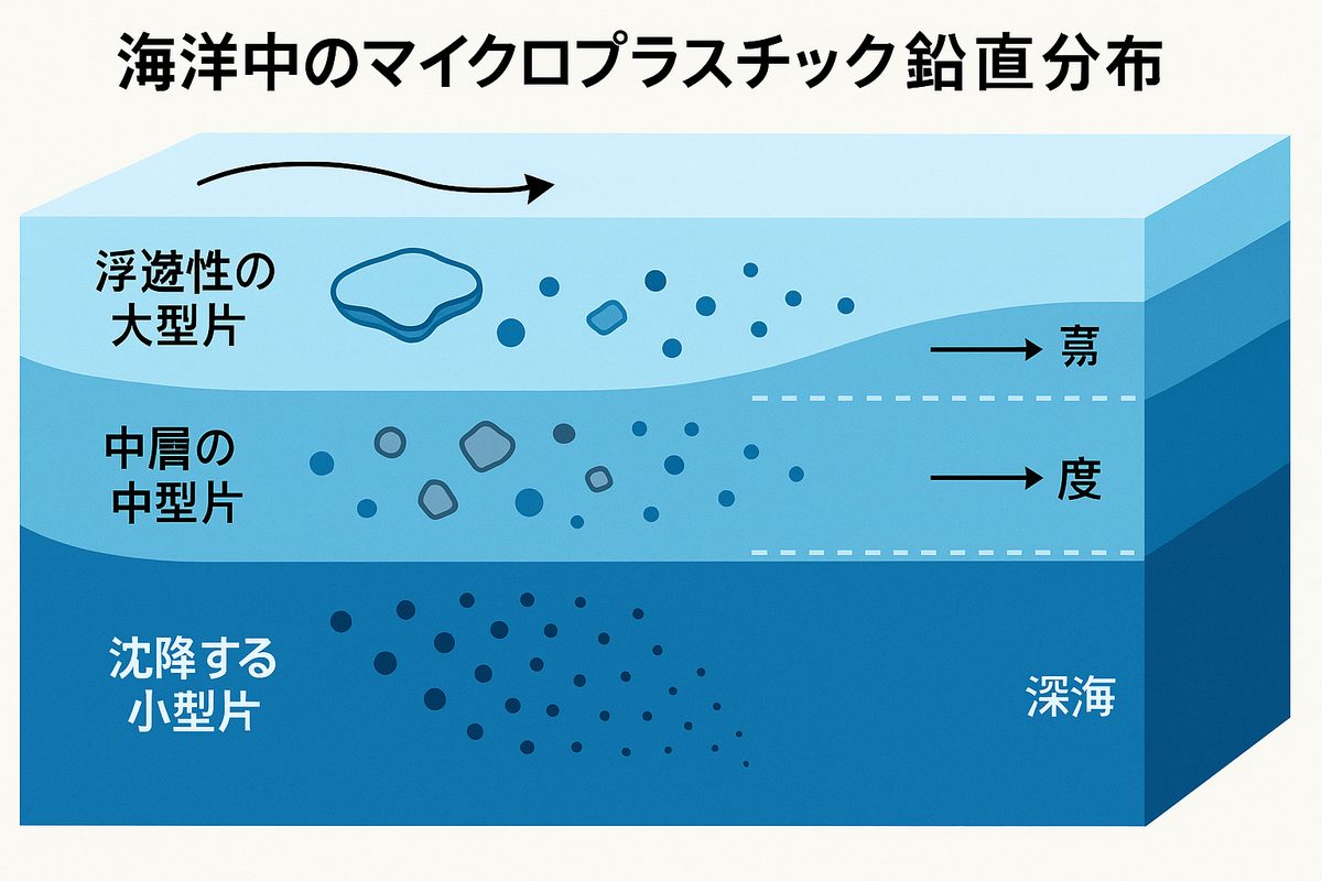 Vertical distribution of microplastics