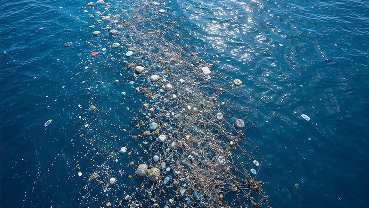 海面に大量に漂う色とりどりのプラスチックごみ