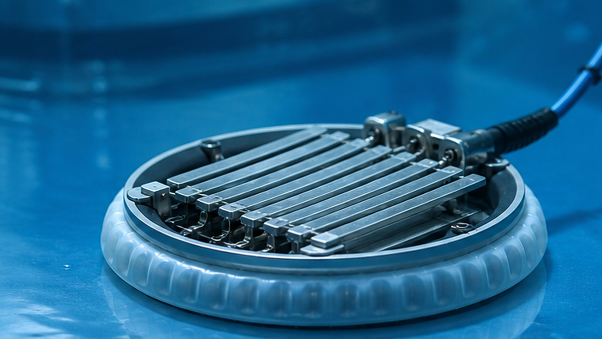 A disc-shaped robotic device modelled on a remora disc, attached to a smooth surface underwater