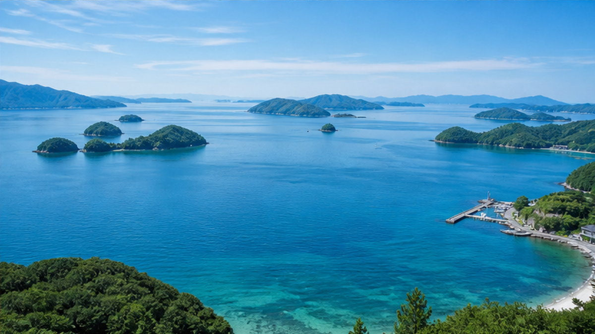 透明度が回復し青く澄んだ現在の瀬戸内海の穏やかな多島海の風景