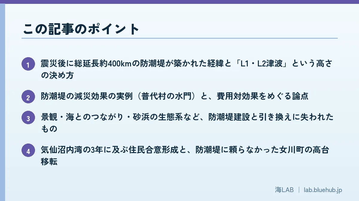 この記事のポイントを箇条書きでまとめた図版