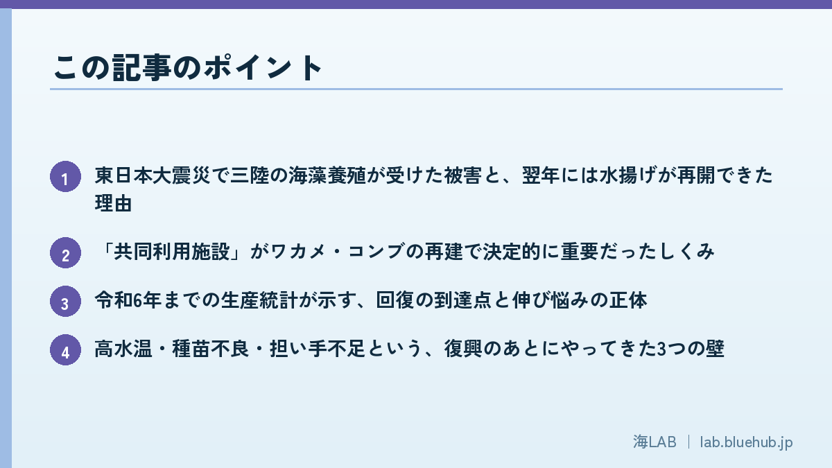 この記事のポイントを箇条書きでまとめた図版