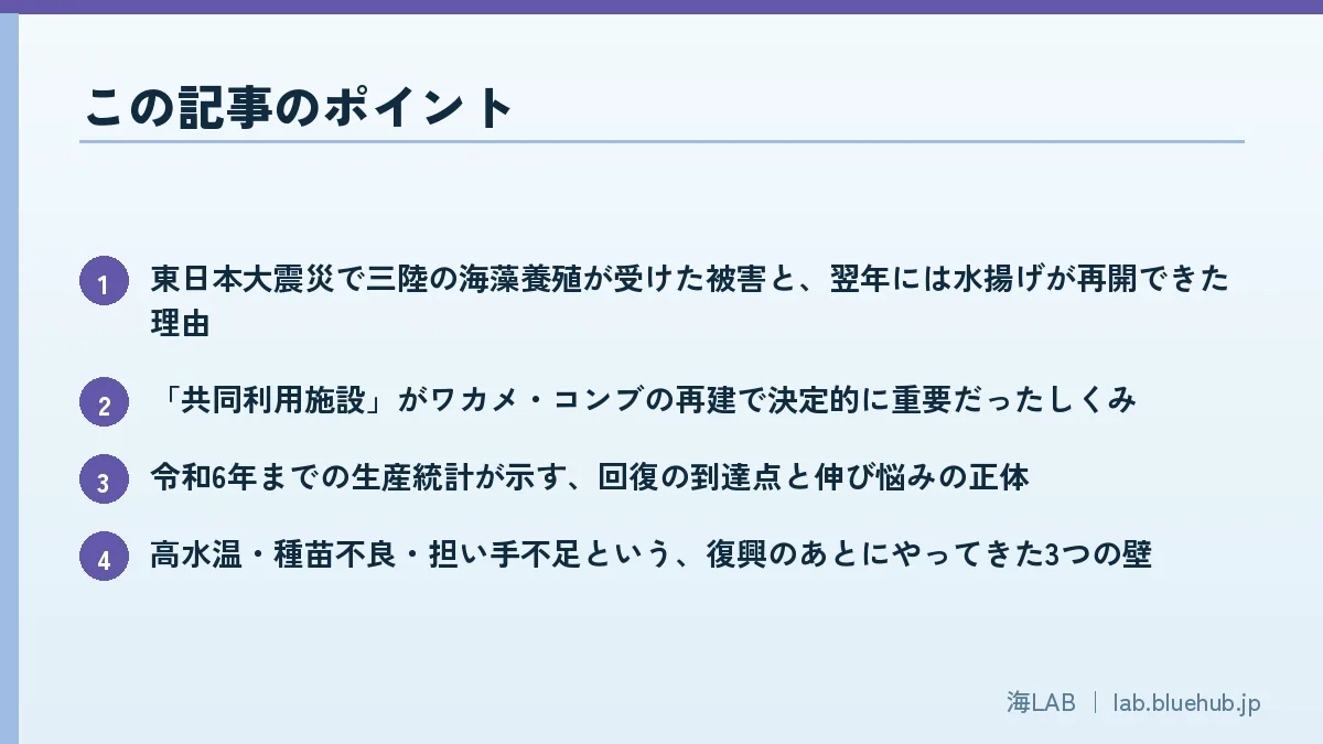 この記事のポイントを箇条書きでまとめた図版