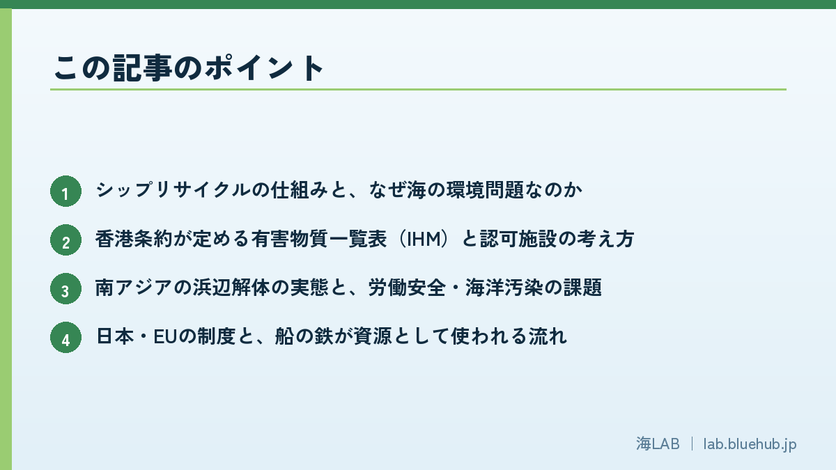 この記事のポイントを箇条書きでまとめた図版