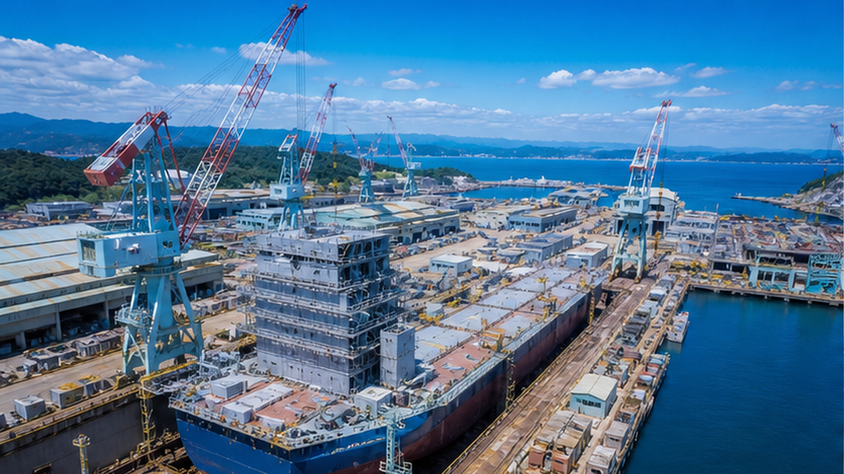 日本の造船所で建造が進む次世代燃料船のイメージ