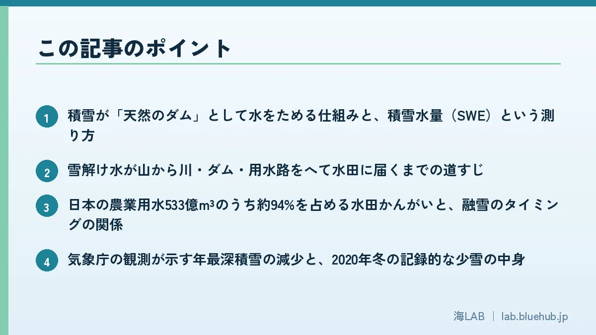 この記事のポイントを箇条書きでまとめた図版
