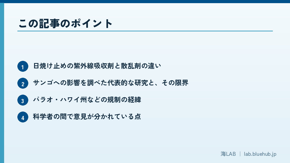 この記事のポイントを箇条書きでまとめた図版