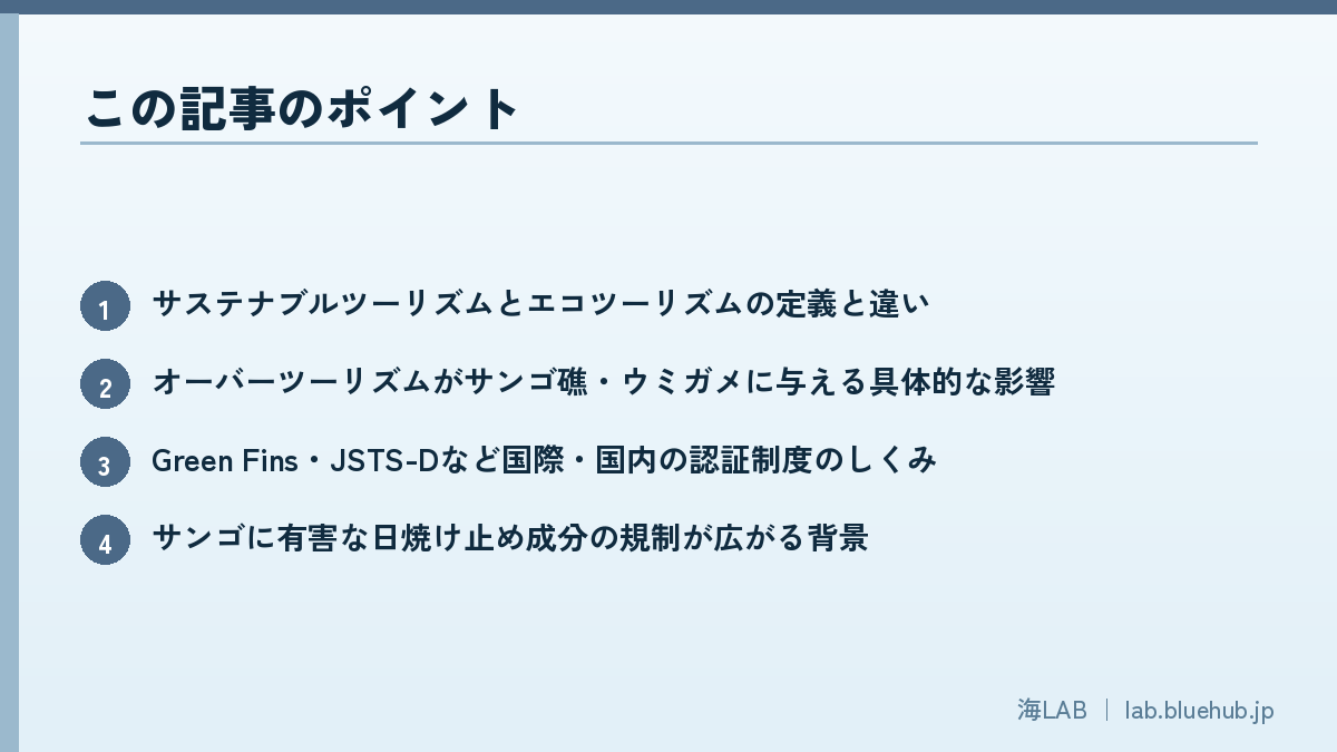 この記事のポイントを箇条書きでまとめた図版